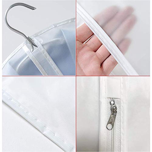 60" Clear Hanging Garment Bags Protect Extra Long Dresses & Gowns | Sturdy zipper with stopper prevents runaway slides. Breathable & washable PEVA covers prevent dust, pet hair& floor drag