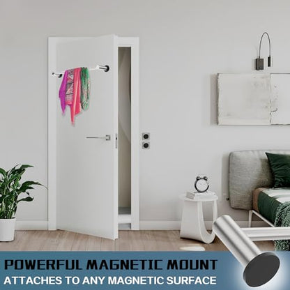 Magnetic Towel Holder, Magnetic Towel Rail Silver with Adjustable Length, Brushed Nickel Non-Slip Stainless Steel Towel Rail for Refrigerator, Oven, Dishwasher, Laundry (2 Pack)