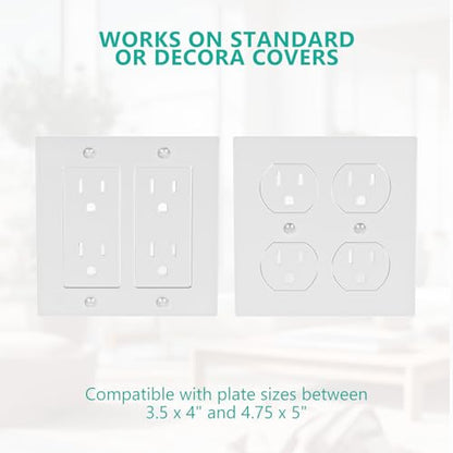 WALI Double Outlet Shelf Wall Holder – Bathroom Shelf Duplex for Electric Toothbrush, HomePod Mini, Echo Dot & Phone Charging – White (DLS001)