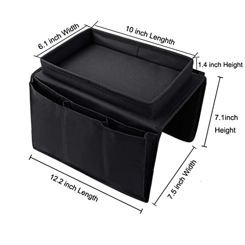 Sofa Armrest Organizer with Cup Holder Tray Chair Arm TV Remote Holder for Recliner Couch Armchair Caddy Bedside Storage Pockets Bag for Cellphone Tablet Book Magazines Drinks Pouch