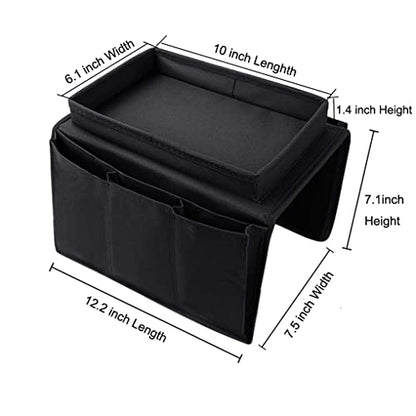 Sofa Armrest Organizer with Cup Holder Tray Chair Arm TV Remote Holder for Recliner Couch Armchair Caddy Bedside Storage Pockets Bag for Cellphone Tablet Book Magazines Drinks Pouch