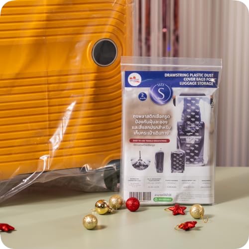 2 PCs/pack Drawstring Plastic Dust Cover Bags,Transparent Storage Bags with multi-purpose for Home Organization, suitable for luggage, blanket, big doll, duvet and reusable (Size S 40 x 82 + 23 cm.)