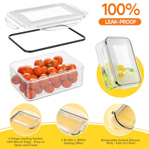 52 PCS Food Storage Containers with Lids Airtight (26 Lids & 26 Containers)- Reusable Plastic Leakproof Meal-Prep Container for Kitchen Storage Organization Microwave/Dishwasher Safe with Labels & Pen