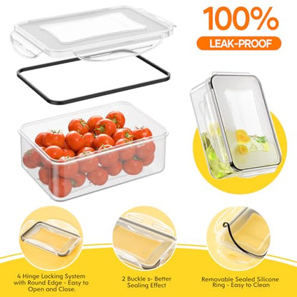 52 PCS Food Storage Containers with Lids Airtight (26 Lids & 26 Containers)- Reusable Plastic Leakproof Meal-Prep Container for Kitchen Storage Organization Microwave/Dishwasher Safe with Labels & Pen