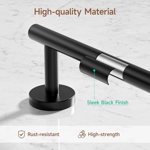 4PCS Matte Black Bathroom Accessories Set, 24-Inch Towel Bar Set | Durable SUS304 Stainless Steel Bathroom Hardware Set, Towel Racks for Bathroom Wall Mounted, Modern Home Decor