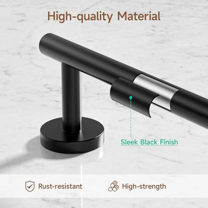 4PCS Matte Black Bathroom Accessories Set, 24-Inch Towel Bar Set | Durable SUS304 Stainless Steel Bathroom Hardware Set, Towel Racks for Bathroom Wall Mounted, Modern Home Decor