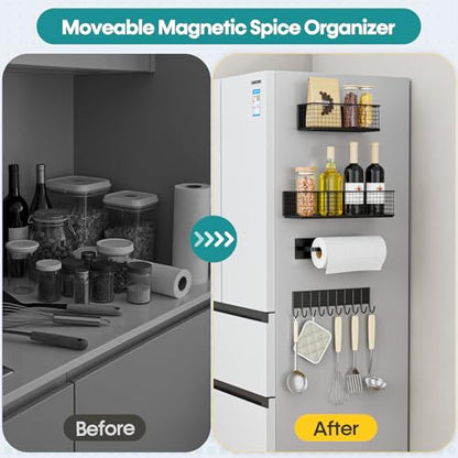 4 Pack Heavy-Duty Magnetic Shelves for Washing Machine | Magnetic Laundry Organizer, Spice Rack for Refrigerator, Space Saving Magnetic Basket