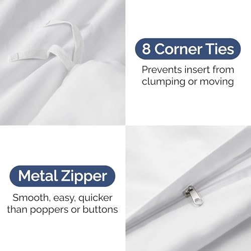 Duvet Cover Queen Size - Extra Soft 3 Piece Set with Zipper Closure - White | Extra Soft Queen Duvet Cover 90" x 90" with 2 Pillow Shams, Hotel Luxury w/ Zipper Closures & Ties, Comfy & Breathable, Comfy