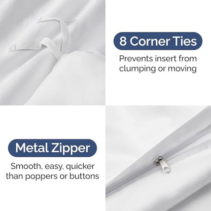 Duvet Cover Queen Size - Extra Soft 3 Piece Set with Zipper Closure - White | Extra Soft Queen Duvet Cover 90" x 90" with 2 Pillow Shams, Hotel Luxury w/ Zipper Closures & Ties, Comfy & Breathable, Comfy