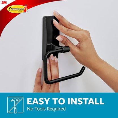 Command Toilet Paper Holder, Matte Black, 1 Holder, 2 Strips | For Bathroom Organization, Water Resistant, Damage-Free Hanging with Adhesive Strip, No Tools