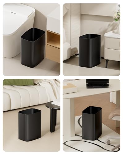 Cesun 3.4 Gallons Bathroom Trash Can, Small Under Sink Wastebasket, Black | Wide Open-Top Design, Stainless Steel Garbage Can, Metal Trash Bin for Office/Bedroom/Near Desk/RV, Hand-Safe Rolled Edges