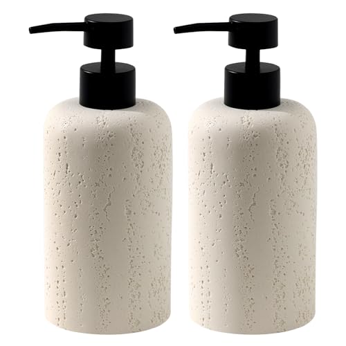 2 PCS Hand Soap Dispenser Set, 13.53 OZ, Cream, Fa... (2 Count | Cream | Resin)
