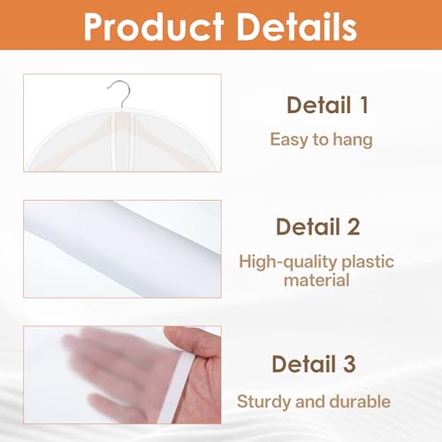 25 Pcs Shoulder Covers for Hanging Clothes, 24 x 17 Inch Plastic Garment Cover Clear Dust Clothes Hanger Covers for Coats, Dress, Suit, Sweater, Jackets