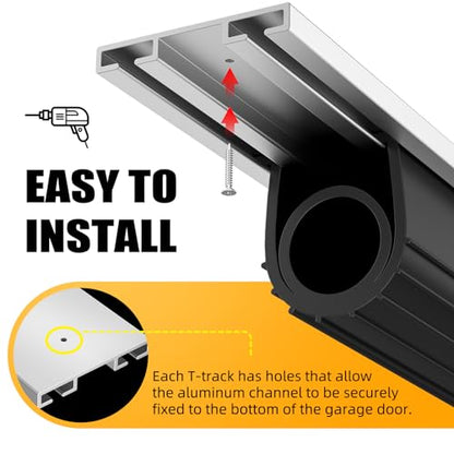 Garage Door Bottom Seal with Pre-drilled Aluminum... (Black-Track Kit | Rubber)