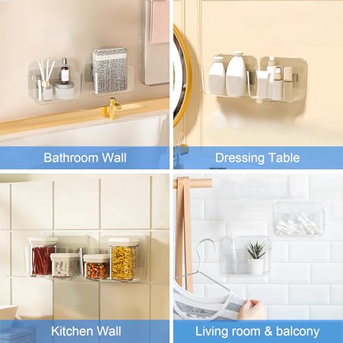 Wall Mount Organizer, 2Pc Small Adhesive Cabinet Door Organizer | Bathroom Shelf for Wall,No Drilling Hang Adhesive Shelf, with 3Pack Self Adhesive Tapes, for Bathroom, Kitchen, Living Room