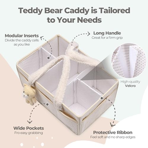 Baby Diaper Caddy Organizer with Handle, Boy & Girl Shower Gift Basket, Portable Diaper Storage Basket Bin for Wipes, Newborn Baby Essentials Registry Search Must Haves, Car Caddy Organizer