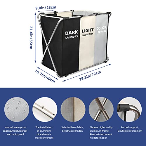 180L Large Laundry Basket, Freestanding Laundry Hamper, Collapsible Tall Clothes Hamper with Handles for Dirty Clothes in the Dorm & Family Closet Storage Container and Organizer (1-Pack)