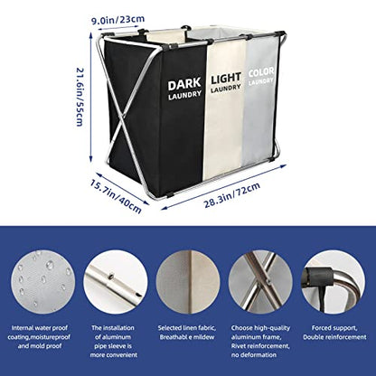 180L Large Laundry Basket, Freestanding Laundry Hamper, Collapsible Tall Clothes Hamper with Handles for Dirty Clothes in the Dorm & Family Closet Storage Container and Organizer (1-Pack)