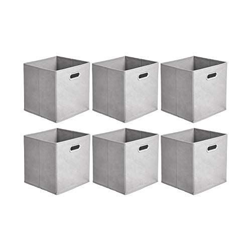 Collapsible Cube Storage Bins, Space-Saving, Organ... (Light Grey | Fabric)