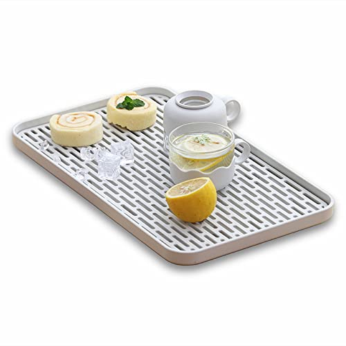 Cup Drying Rack & Dish Drying Tray, Drain Board fo... (White,grey | Polypropylene)