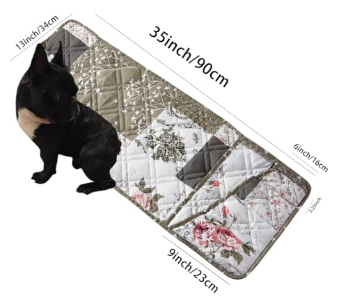 Brilliant Sunshine Patchwork Couch Armrest Organizer, Rose Grey (35"×13") | Non Slip Armchair Caddy for Sofa Recliner, Washable Remote Controls Holder, Storage for Magazine, Phone, iPad