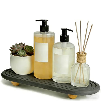 Instant Dry Sink Tray, Anti-Slip Stone Sink Caddy, Durable Kitchen Sink Organizer, Quick Dry Water Absorbing Stone Tray for Bathroom Counter, Stone Soap Tray -Dark Gray