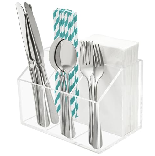Utensil Holder Silverware Caddy Countertop Cutlery... (Clear | Acrylic)