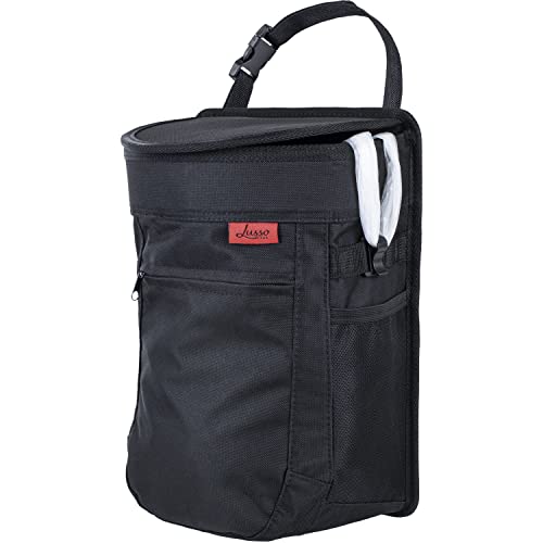 Lusso Gear Car Trash Can - 2.5-Gallon, Black, Round - Leak-Proof & Spill-Proof Lid & Waterproof Removable Liner - Hanging Car Trash Bin & Organizer for SUV, Truck & Minivan