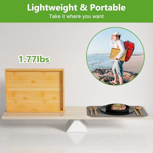 Bamboo Bed Tray Table with Folding Legs, Medium, Bamboo | Bamboo bed tray with folding legs, handles and raised edges for meals, laptops, reading and serving in bed or on a sofa.