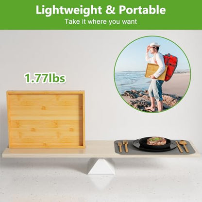 Bamboo Bed Tray Table with Folding Legs, Medium, Bamboo | Bamboo bed tray with folding legs, handles and raised edges for meals, laptops, reading and serving in bed or on a sofa.