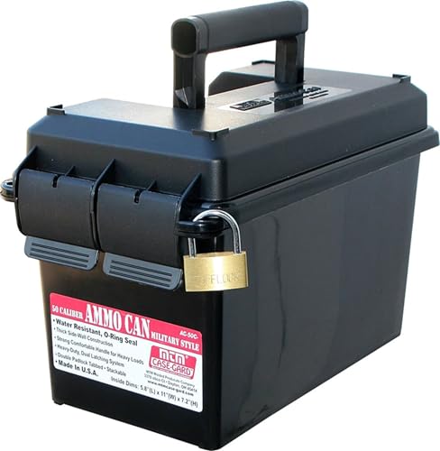 MTM AC50C-40 Ammo Can, 50-Caliber, Heavy-Duty Dual Latching System, Rugged Polypropylene Plastic, O-Ring Seal System, Water Resistant, Bulk Ammo Storage, USA Made, Black