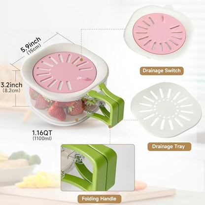 Fruit Vegetable Washing Bowl with Strainer, Multifunctional, Berry Lettuce Keeper for Fridge Refrigerator Organization, Portable Colander for Kitchen, Drainer Container With Lid, 2 Pack (Mix)