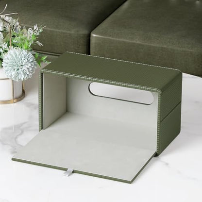 PU Leather Tissue Box Cover Rectangle Tissue Box Holder Rectangular | Magnetic Bottom, Decorative Modern Design, Aesthetic Stripes, For Bathroom, For 120(3-Ply)/160(3-Ply) Tissue Box