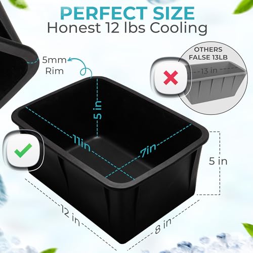 Ice Block Form Makes 12 Lb. Ice Cube 11" x 7" x 5" Largest Available Ice Block Maker, Ice Bath Chiller, Cold Plunge Tub Or Cooler, Reusable Food Grade