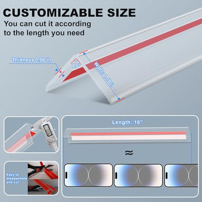 Self-Adhesive Clear Wall Corner Protector - 4Pack, 16 x 1.18 in | HD, Easy to install and maintain, Corner Guards, Edge Guard Strip for Drywall, Baseboards, Cabinet Doors, Shelves, and Desks