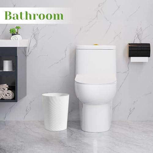 UUJOLY Small Bathroom Trash Can with Bags Garbage Can, 3 Pack, White | Plastic Sturdy Wastebasket Round Bins + 4 Rolls Trash Bags for Bathroom, Kitchen, Laundry, Office, Kids Room, Dorm, 1.8 Gallo