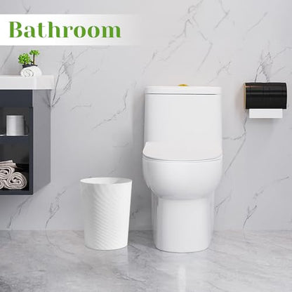 UUJOLY Small Bathroom Trash Can with Bags Garbage Can, 3 Pack, White | Plastic Sturdy Wastebasket Round Bins + 4 Rolls Trash Bags for Bathroom, Kitchen, Laundry, Office, Kids Room, Dorm, 1.8 Gallo