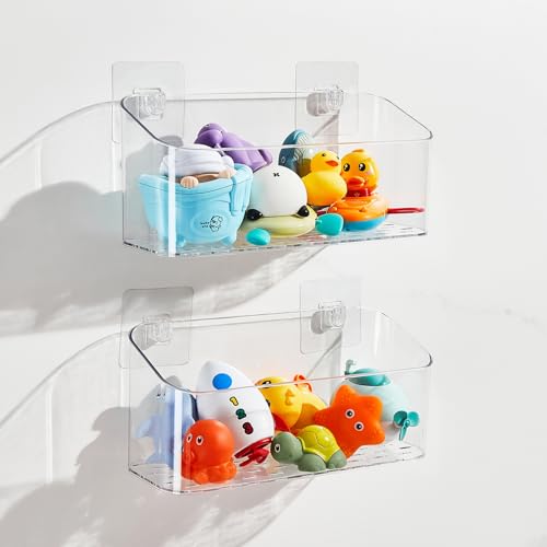 Bath Toy Storage Holder for Bathtub, Clear Bath To... (2 Count | Transparent | Plastic)