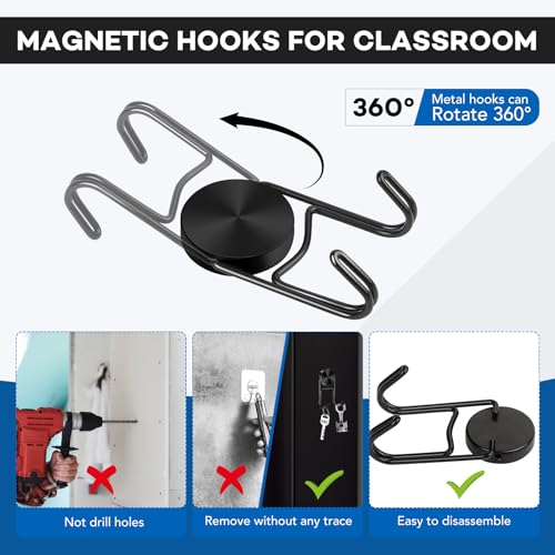 LOVIMAG Magnetic Hooks for Cruise Cabins 80LBS+ 5 Pcs | Cruise Essentials 2026, Heavy Duty Magnets Hook for Ship Classroom Beach Vacation Kitchen Home, Black