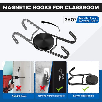 LOVIMAG Magnetic Hooks for Cruise Cabins 80LBS+ 5 Pcs | Cruise Essentials 2026, Heavy Duty Magnets Hook for Ship Classroom Beach Vacation Kitchen Home, Black