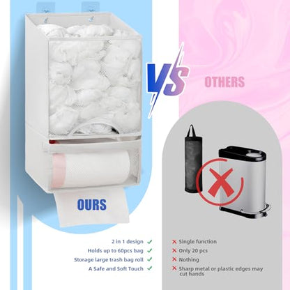 Plastic Bag Holder-Extra Large Bag Saver Dispenser Wall Mount Organizer Grocery Trash Roll Bag Holder Dispenser-Daily Storage Solution for Kitchen/Bathroom/Laundry/in-Home Recycling Bins