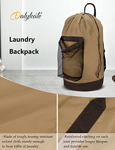 Backpack Laundry Bag, Laundry Backpack with Shoulder Straps and Mesh Pocket Durable Nylon Clothes Hamper Bag with Drawstring Closure for College, Travel, Laundromat, Apartment