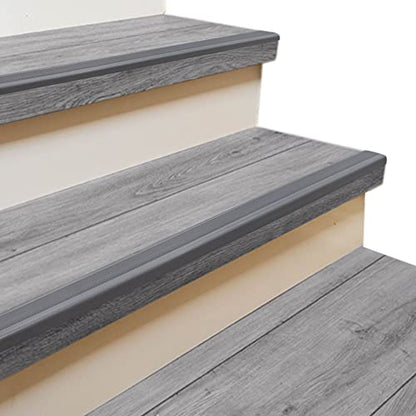 Rubber Bond Stair Edge Protector (Pack of 5) 36x2x1 inch Anti-Slip Stair Corner Trim Rubber Strips - Waterproof Self-Adhesive Staircases for Outdoor & Indoor Uses | Protect Kids & Pets - Grey