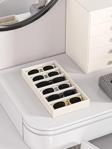 Sunglass Organizer Tray,Eyeglass Storage for Multiple Glasses,Jewelry and Sunglasses Drawer Organizer (Beige 2)