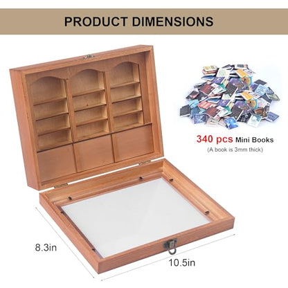 Anxiety Bookshelf Mini Books with 340 Minibooks Portable Bookshelf,Stress-Relief Booksshelf Organizer with Anxiety Quotes,Small Decorative Shelf for Home/Office Desk (Mini Book Display)
