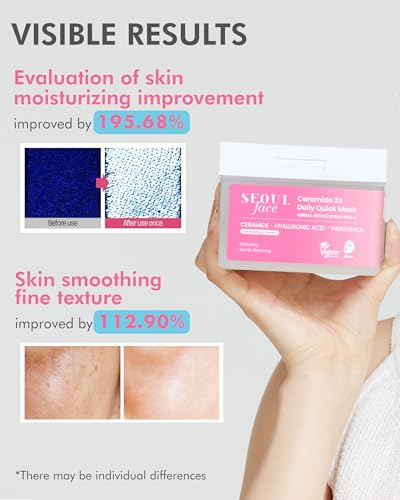 DERMAL Korean Ceramide 5-Minute Daily Sheet Mask Dispenser, 36 Count | 5 ceramides + multi-form hyaluronic acid for 5-minute makeup prep; 36 pull-out lyocell sheets with built-in tweezers