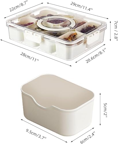 Pure Future 2-Pack Snackle Box Containers with Handles - Divided Serving Tray with Lids, 8 Compartments Charcuterie Box for Travel, Movie Nights & Parties (Hand Wash Only)
