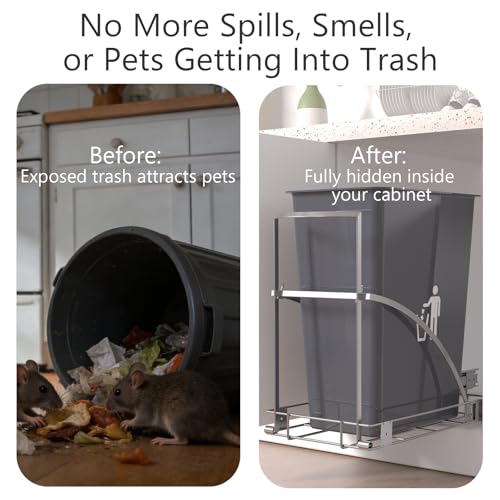 Pull Out Trash Can Under Cabinet with Soft-Close &... (black | Plastic)