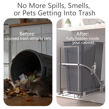 Pull Out Trash Can Under Cabinet with Soft-Close &... (black | Plastic)