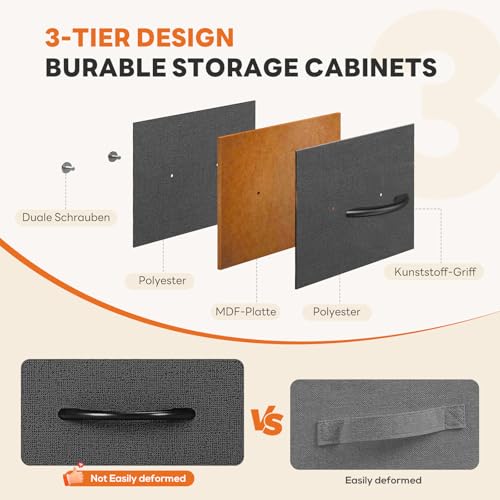 Sweetcrispy 7 Drawer Dresser for Bedroom Storage with Fabric Bins, Gray | Anti-Tip Closet Organizer, Wooden Top and Sturdy Steel Frame, Spacious Drawers for Clothes Storage, Hallway Entryway